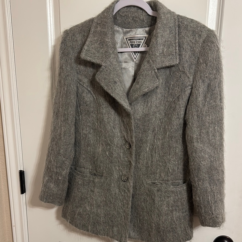 Marvin Richards Gray Tweed Blazer Structured Tailored